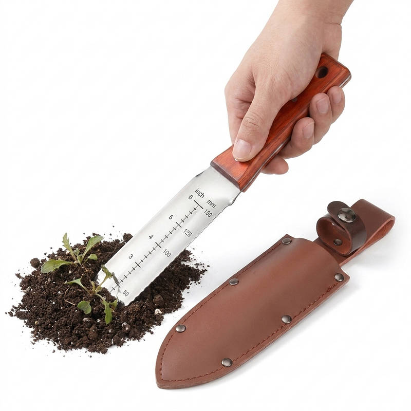 Garden Knife Weeding Tool with Leather Sheath