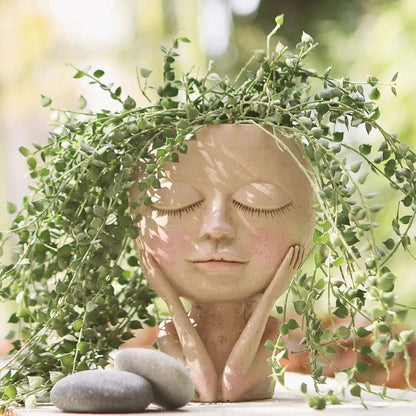 Ceramic Face Planter for Succulents & Herbs