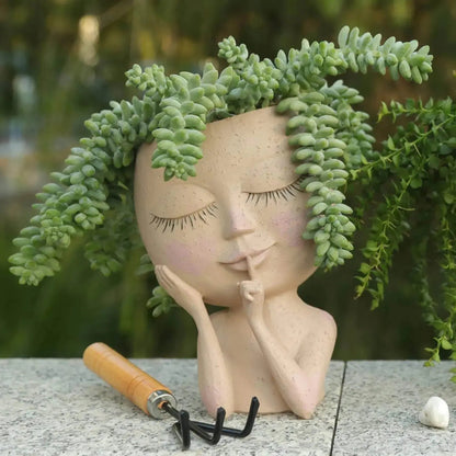 Ceramic Face Planter for Succulents & Herbs