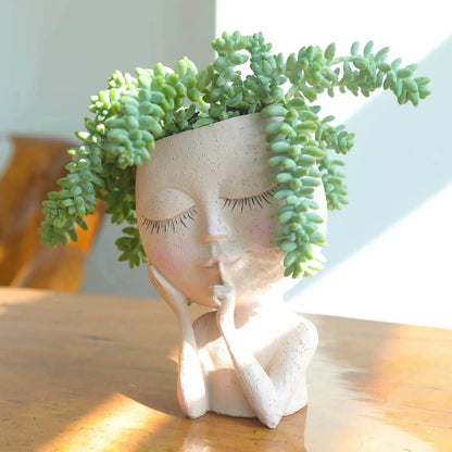 Ceramic Face Planter for Succulents & Herbs