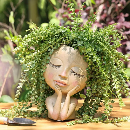 Ceramic Face Planter for Succulents & Herbs