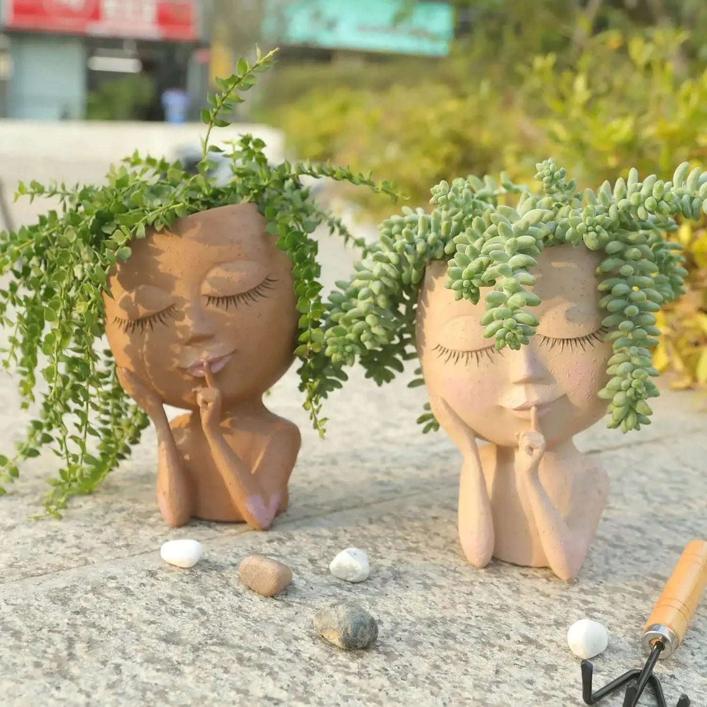 Ceramic Face Planter for Succulents & Herbs