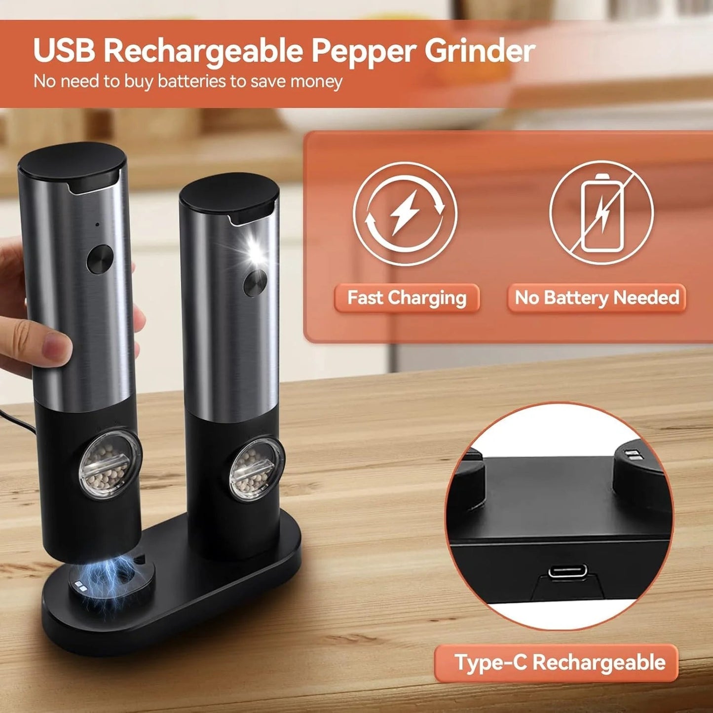 Electric Salt and Pepper Mill Grinder