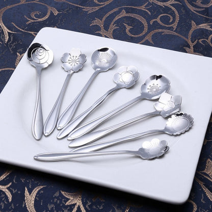 Floral Stainless Steel Teaspoon Set, 8-Piece