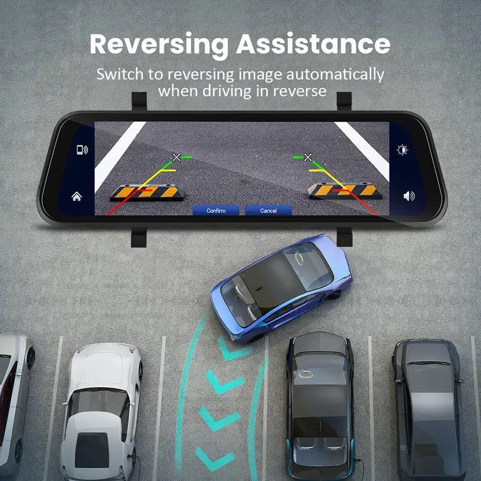 Mirror Dash Cam with GPS, 9.66in
