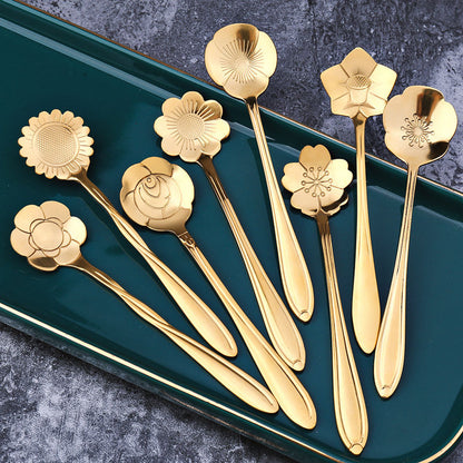 Floral Stainless Steel Teaspoon Set, 8-Piece