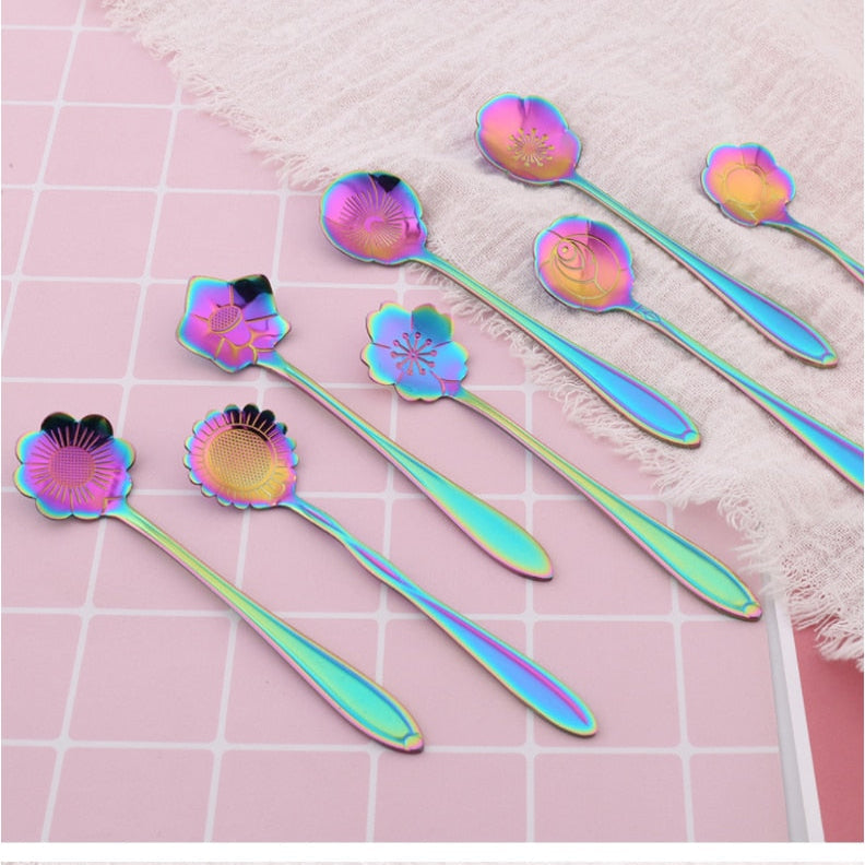 Floral Stainless Steel Teaspoon Set, 8-Piece