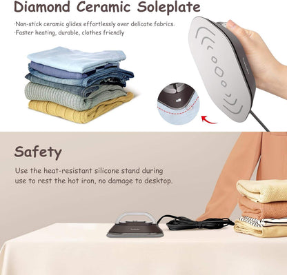 Compact Travel Iron with Foldable Handle
