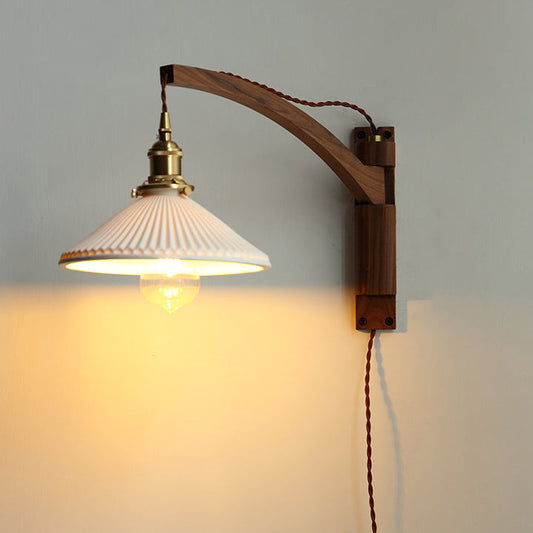 Homestay Ceramic Folding 1-Light Wall Sconce Lamp
