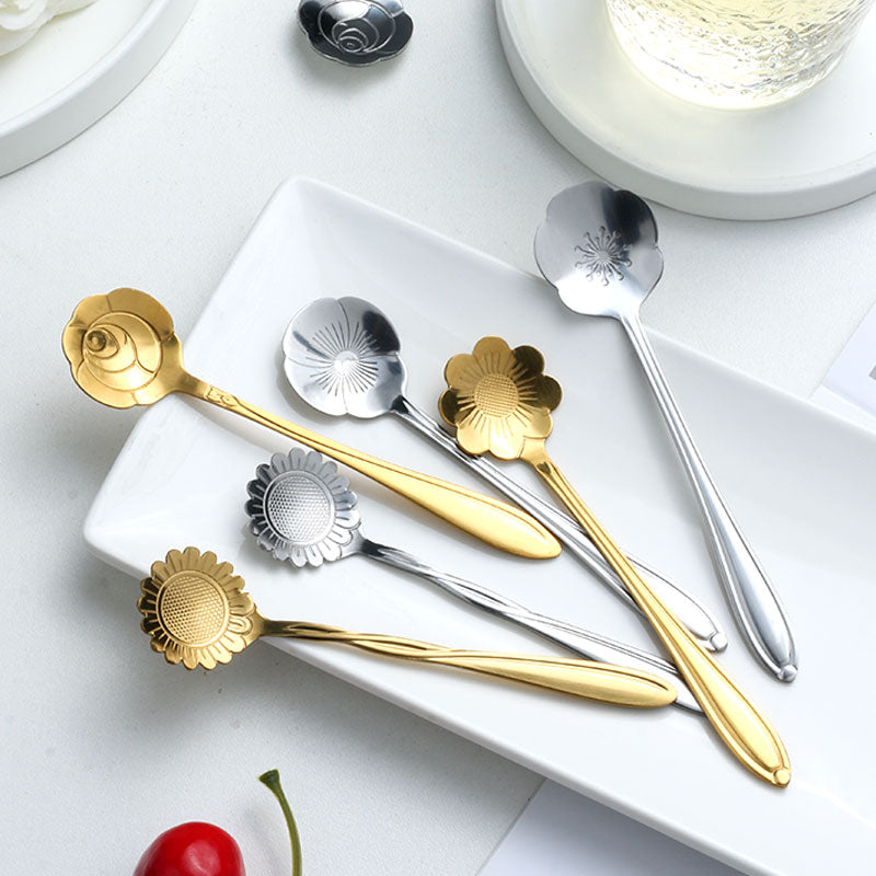 Floral Stainless Steel Teaspoon Set, 8-Piece
