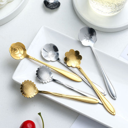 Floral Stainless Steel Teaspoon Set, 8-Piece