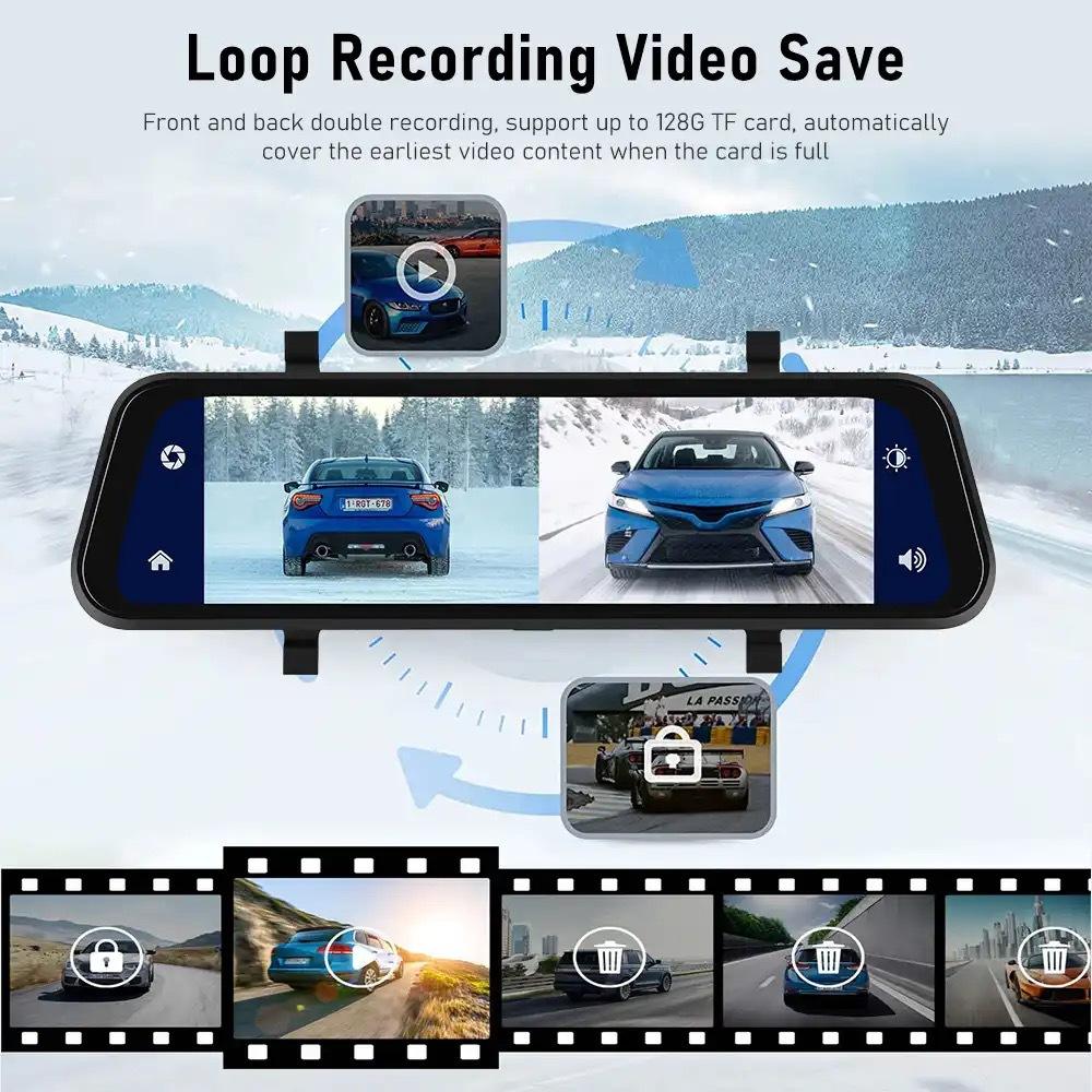 Mirror Dash Cam with GPS, 9.66in