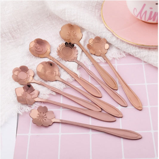 Floral Stainless Steel Teaspoon Set, 8-Piece