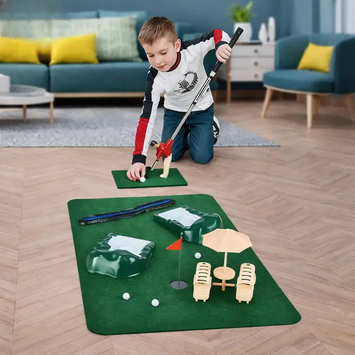Indoor Mini Golf Set with 6 Clubs, Adjustable