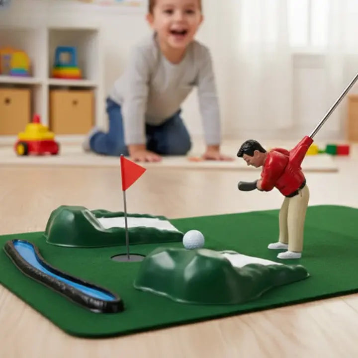 Indoor Mini Golf Set with 6 Clubs, Adjustable