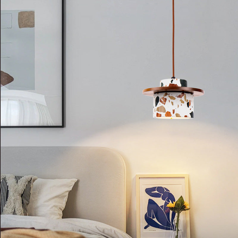 Art Deco Stone Cylinder Pendant Light