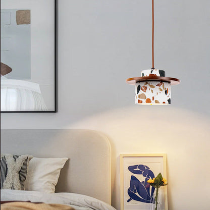 Art Deco Stone Cylinder Pendant Light