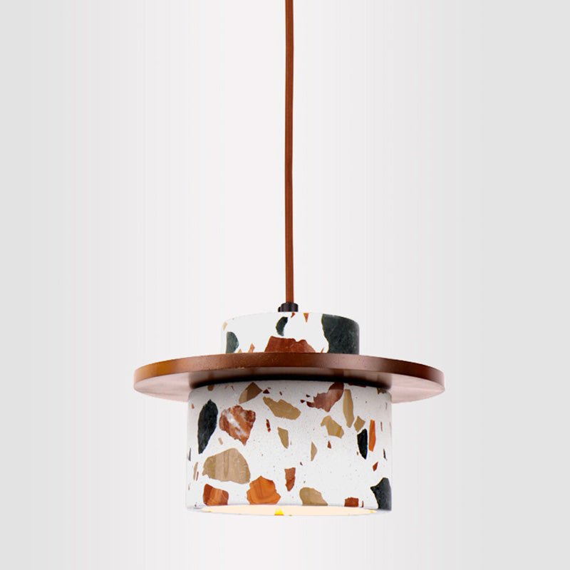 Art Deco Stone Cylinder Pendant Light