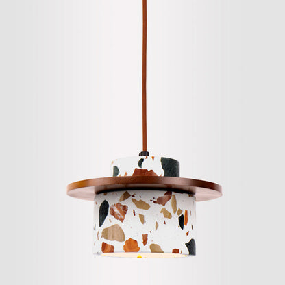 Art Deco Stone Cylinder Pendant Light