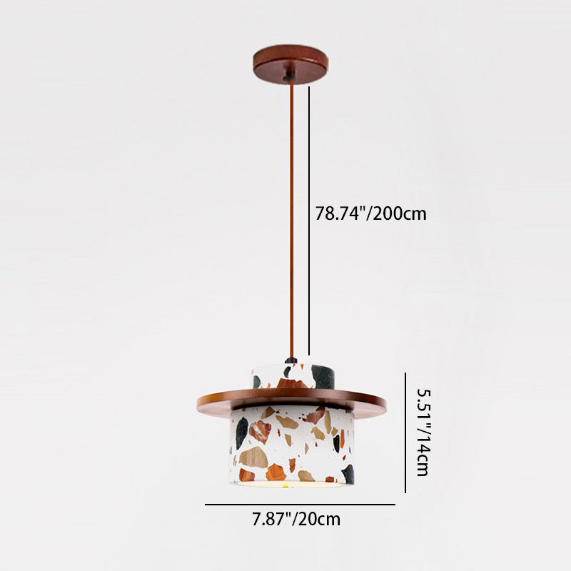 Art Deco Stone Cylinder Pendant Light