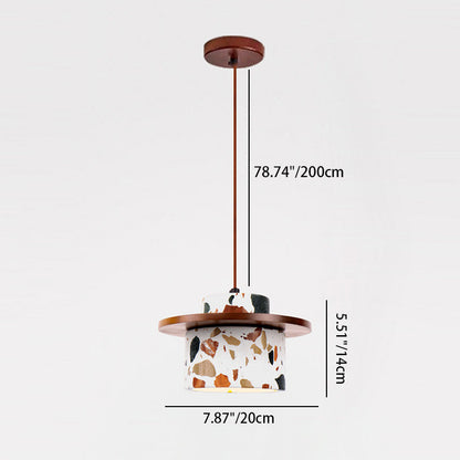 Art Deco Stone Cylinder Pendant Light