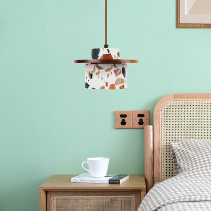 Art Deco Stone Cylinder Pendant Light