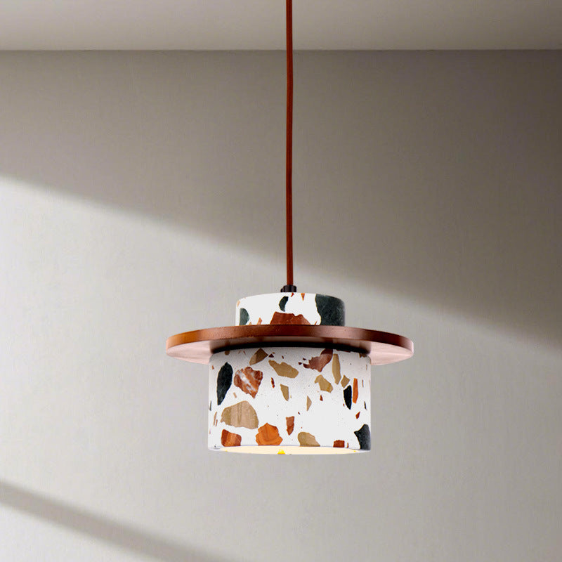 Art Deco Stone Cylinder Pendant Light