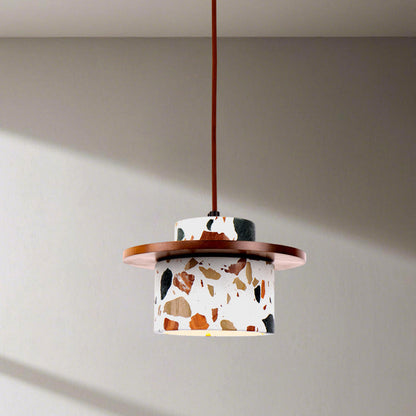 Art Deco Stone Cylinder Pendant Light