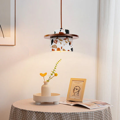 Art Deco Stone Cylinder Pendant Light