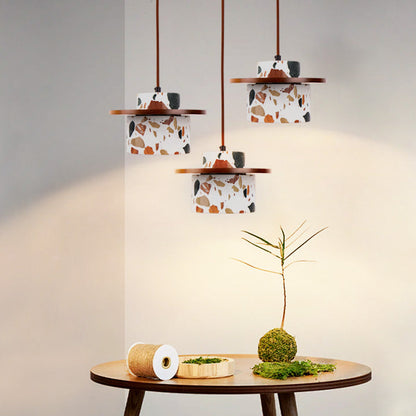 Art Deco Stone Cylinder Pendant Light