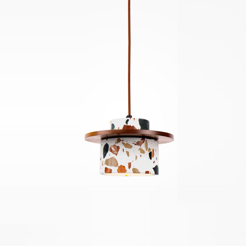 Art Deco Stone Cylinder Pendant Light