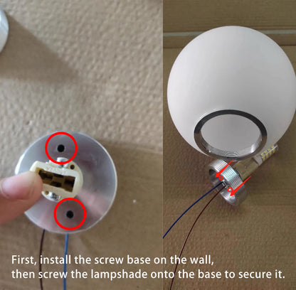 Modern Minimalist Glass Orb 1-Light Wall Sconce