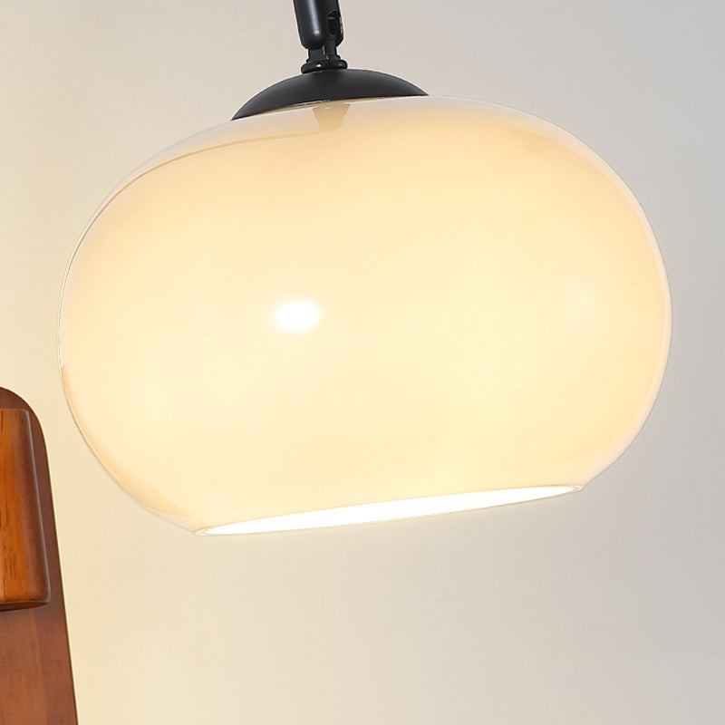 Traditional Wood Round Glass Shade 1-Light Wall Sconce Lamp