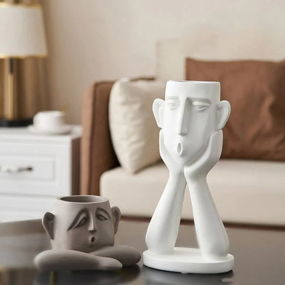 Matte Ceramic Face Vase Set