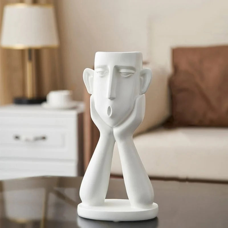 Matte Ceramic Face Vase Set