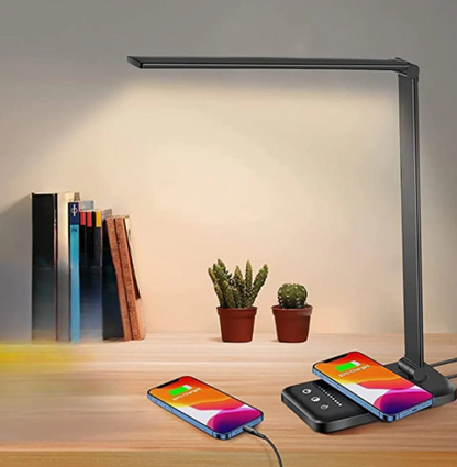 Adjustable LED Table Lamp with Wireless Charging