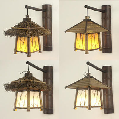 Vintage Twine Rattan Weaving 1-Light Wall Sconce Lamp