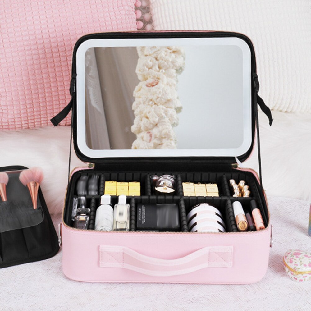 Makeup Organizer Case with LED Mirror