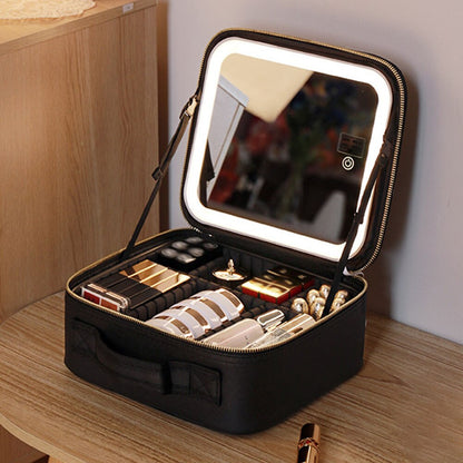 Makeup Organizer Case with LED Mirror