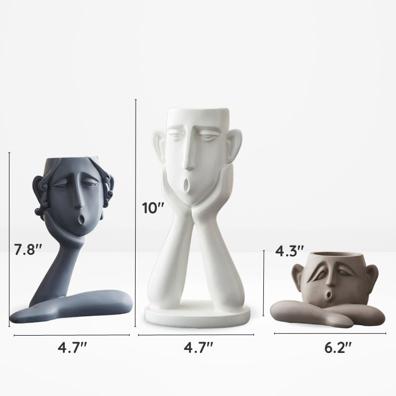 Matte Ceramic Face Vase Set