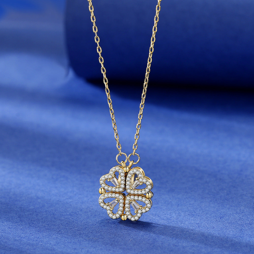 Four Heart Clover Pendant Necklace