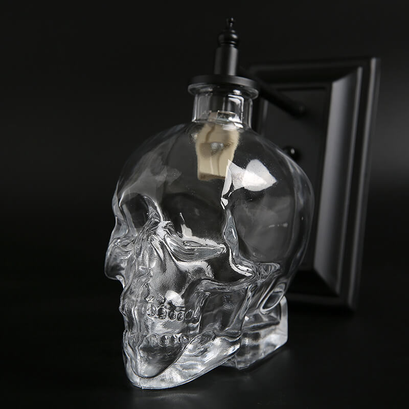 Skull Glass 1-Light Armed Sconce Lamp