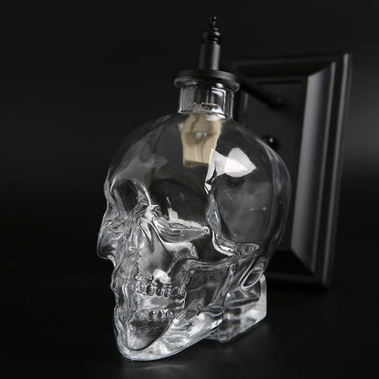 Skull Glass 1-Light Armed Sconce Lamp