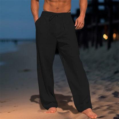Broadcloth Trousers with Drawstring Waist, Relaxed Fit