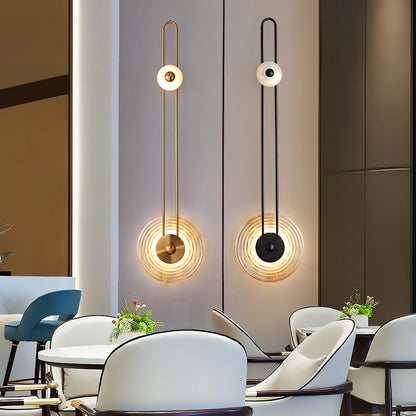 Deco Grain Glass Shade Iron Long Pole LED Wall Sconce Lamp