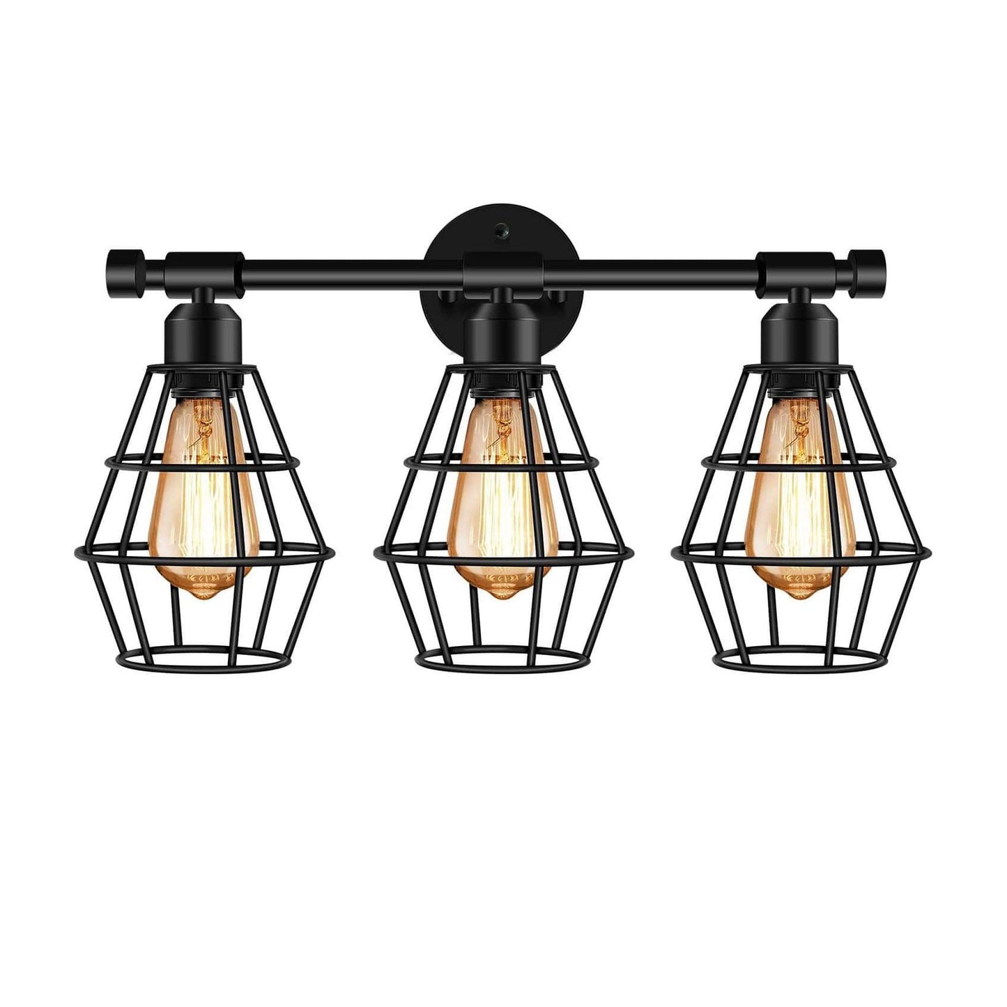 Vintage Wrought Iron Cage 3-Light Wall Sconce Lamp