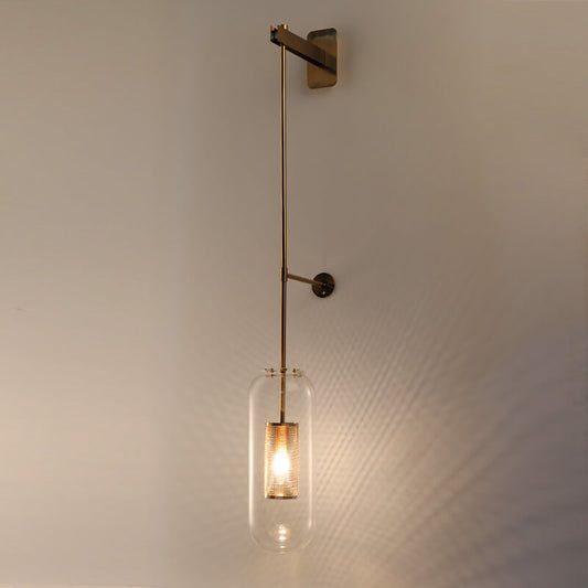 Cylinder Clear Glass 1-Light Long Wall Sconce Lamp