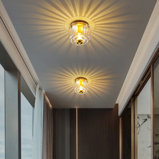 Glass Full Copper Dual Purpose 1-Light Flush Mount Light