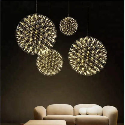 Contemporary Creative Globe Iron 12 Light LED Firework Pendant Light For Living Room