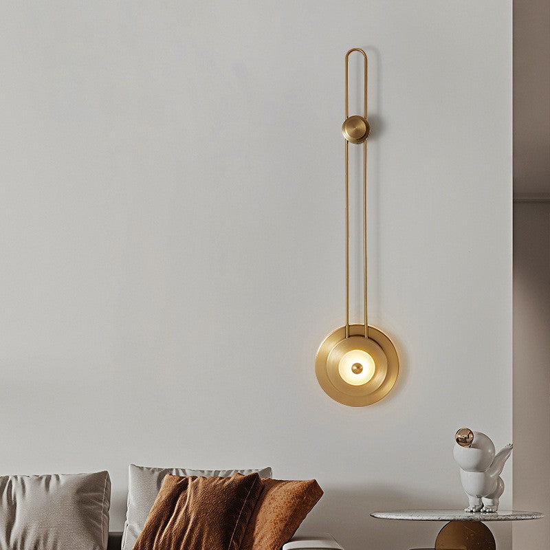 Jade Iron Gold Finish Round Frame LED Wall Sconce Lamp
